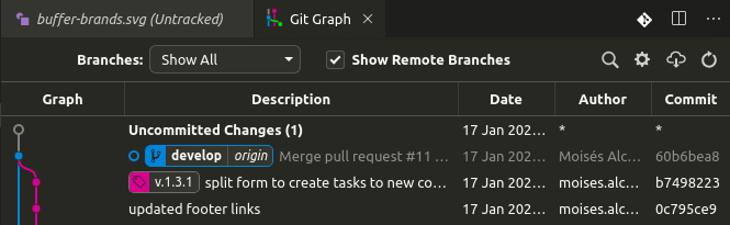 captura de uso de Git Graph