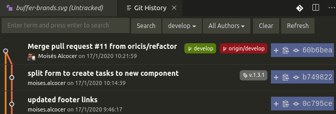 captura de uso de Git History