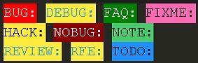palabras y colores configurados para TODO Highlight