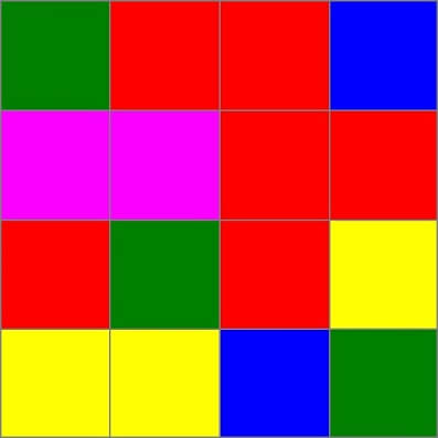 cuadrícula generada con cuadros de diferentes colores