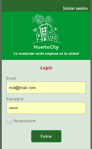captura: HuertoCity.es - Página página de login