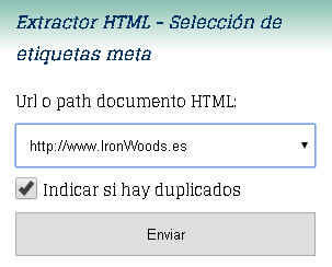 HTML Extractor - Formulario extraer metas