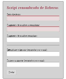 captura de la herramienta web para renombrar ficheros